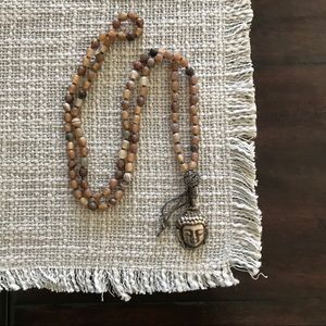 Boho 🌾 Silver Buddha Yoga Beaded Necklace